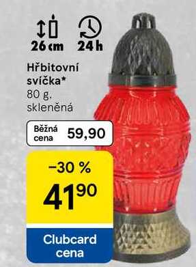 Hřbitovní svíčka, 80 g. skleněná  