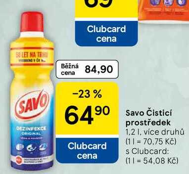 Savo Čisticí prostředek, 1,2 1, více druhů 