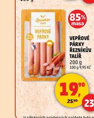 VEPŘOVÉ PÁRKY ŘEZNÍKŮV TALÍŘ, 200 g 