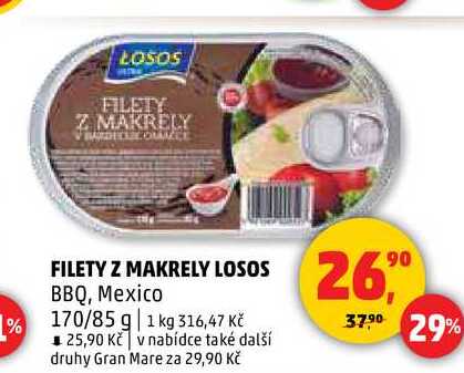 FILETY Z MAKRELY LOSOS BBQ, Mexico, 170 g