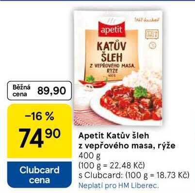 Apetit Katův šleh z vepřového masa, rýže, 400 g  