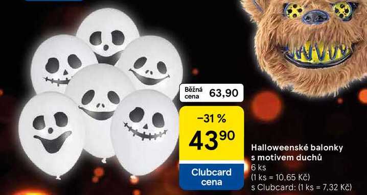  Halloweenské balonky s motivem duchů, 6 ks  
