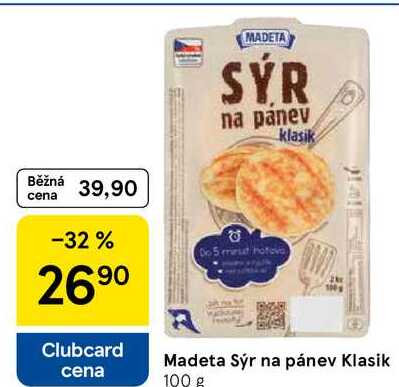 Madeta Sýr na pánev Klasik, 100 g 