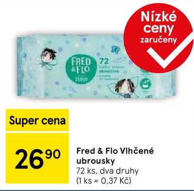 Fred & Flo Vlhčené ubrousky, 72 ks, dva druhy