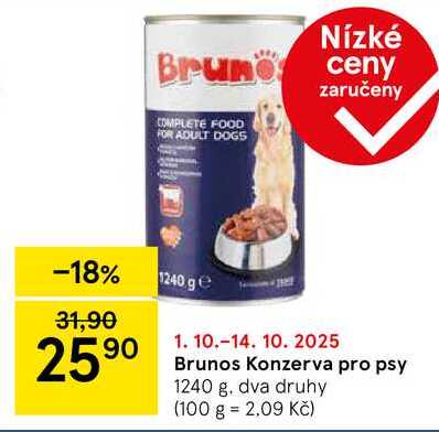 Brunos Konzerva pro psy, 1240 g. dva druhy  