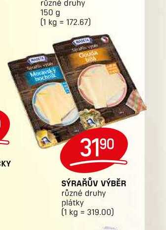 SÝRAŘŮV VÝBĚR různé druhy plátky