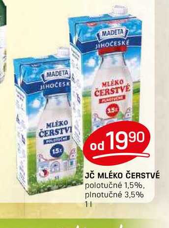 JČ MLÉKO ČERSTVÉ polotučné 1,5% 1l