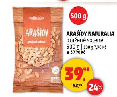ARAŠÍDY NATURALIA pražené solené, 500 g