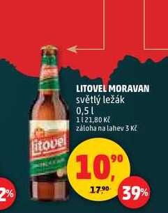 LITOVEL MORAVAN světlý ležák, 0,5 l