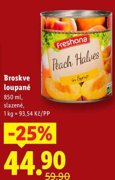 Broskve loupané, 850 ml