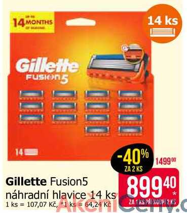 Gillette Fusion5 náhradní hlavice 14 ks 