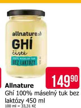 Ghí 100% máselný tuk bez laktózy 450 ml
