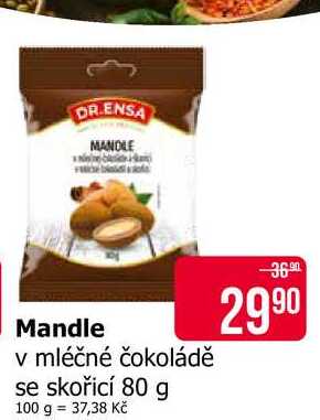 DR.ENSA Mandle v mléčné čokoládě se skořicí 80 g 