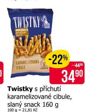 Twistky s příchutí karamelizované cibule, slaný snack 160 g