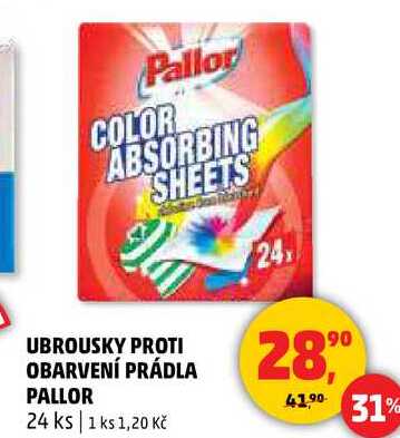 UBROUSKY PROTI OBARVENÍ PRÁDLA PALLOR, 24 ks