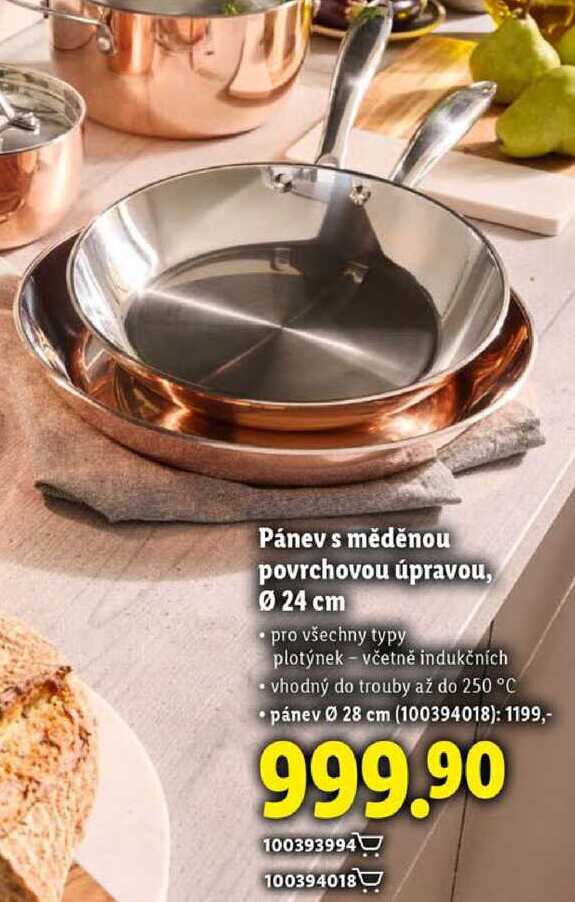 Pánev s měděnou povrchovou úpravou, pr. 24 cm 