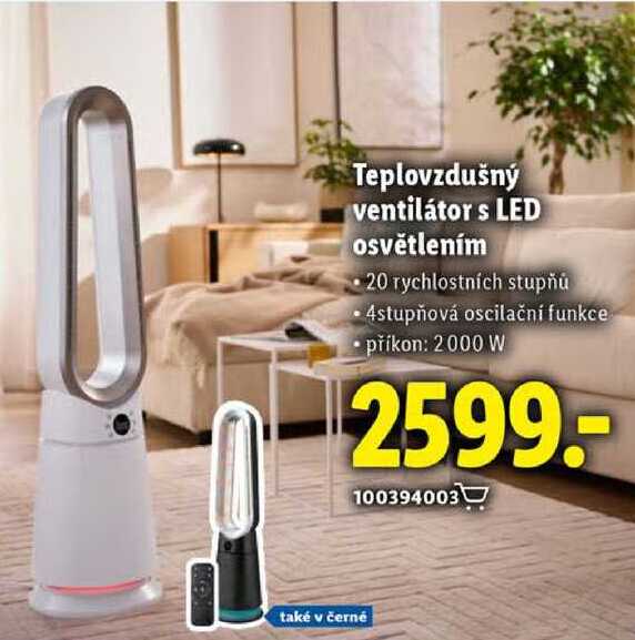 Teplovzdušný ventilátor s LED osvětlením 
