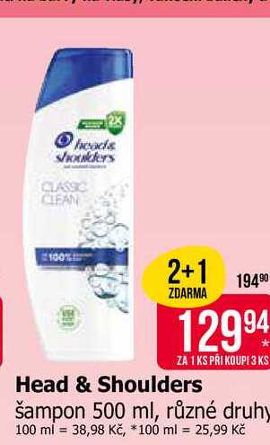 Head & Shoulders šampon 500ml, vybrané druhy