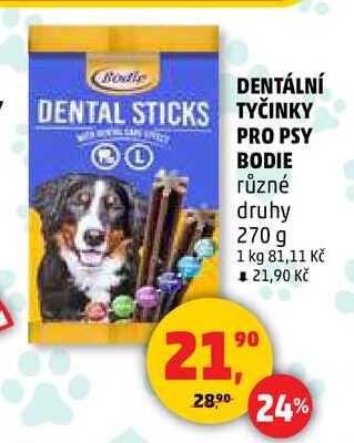 DENTÁLNÍ TYČINKY PRO PSY BODIE, 270 g