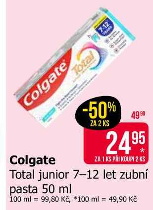 Colgate Total junior 7-12 let zubní pasta 50 ml 