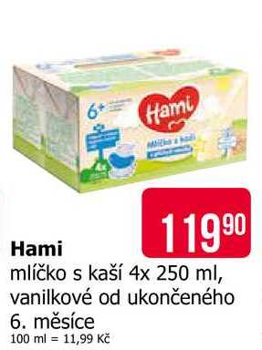 Hami Mlíčko s kaší 4x250g,vybrané druhy 1000ml