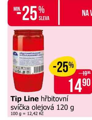 Tip Line hřbitovní svíčka olejová 120 g