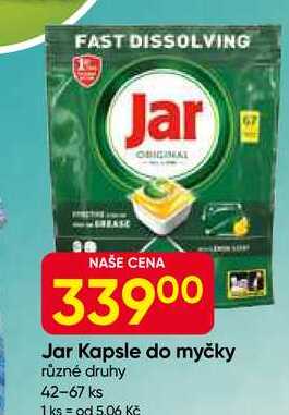 Jar Kapsle do myčky různé druhy 42-67 ks