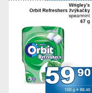 Wrigley's Orbit Refreshers žvýkačky spearmint 67 g 