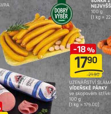 VÍDEŇSKÉ PÁRKY ve skopovém střívku 100 g