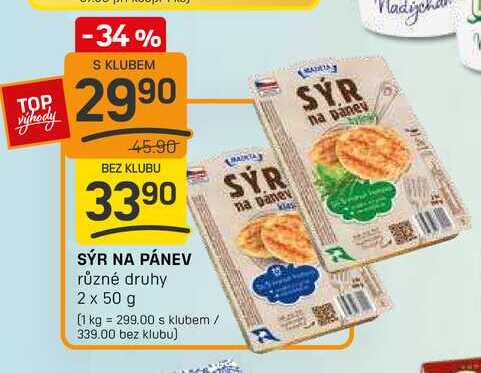 SÝR NA PÁNEV různé druhy 2 x 50 g
