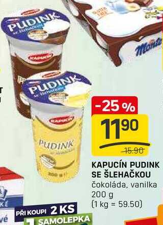 KAPUCÍN PUDINK SE ŠLEHAČKOU čokoláda, vanilka 200 g 