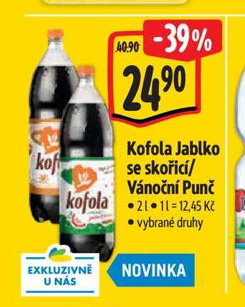  Kofola Jablko se skořicí/ Vánoční Punč 2 l