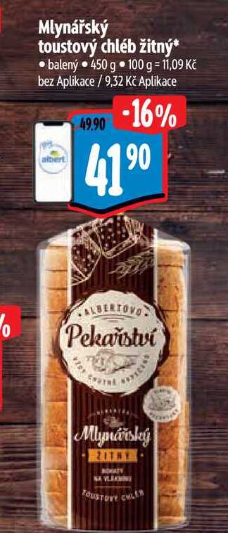 Mlynářský toustový chléb žitný 450 g