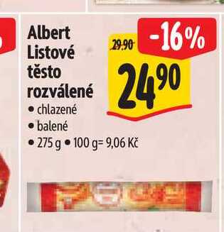 Albert Listové těsto rozválené  275 g