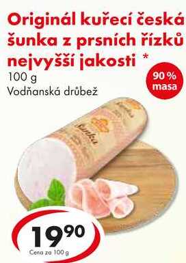 Originál kuřecí česká šunka z prsních řízků nejvyšší jakosti, 100 g   