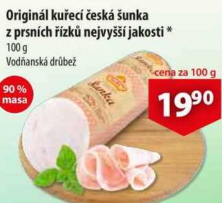 Originál kuřecí česká šunka z prsních řízků nejvyšší jakosti, 100 g