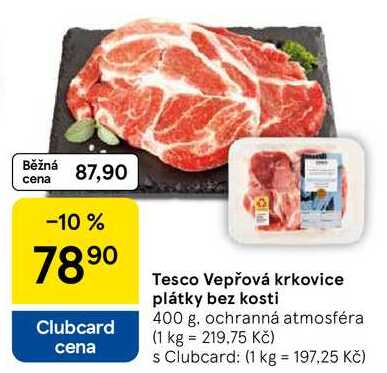 Tesco Vepřová krkovice plátky bez kosti, 400 g 