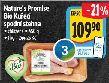 Nature's Promise Bio Kuřecí spodní stehna, 450 g