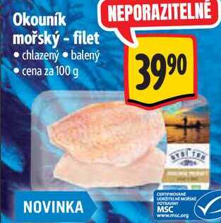 Okouník mořský-filet, cena za 100 g 