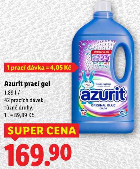 Azurit prací gel, 1,89 l/ 42 pracích dávek