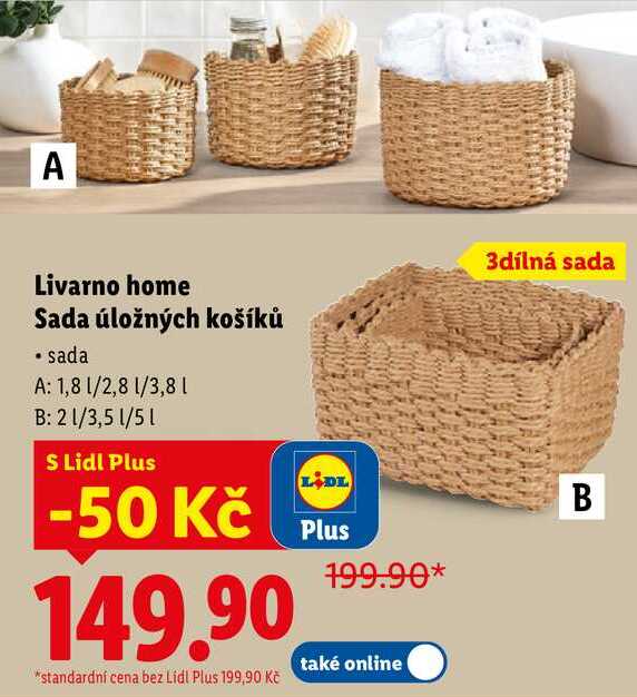 Livarno home Sada úložných košíků