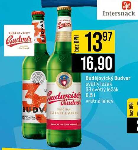 Budějovický Budvar světlý ležák / 33 světlý ležák 0,5 l 