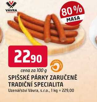 SPIŠSKÉ PÁRKY 100g