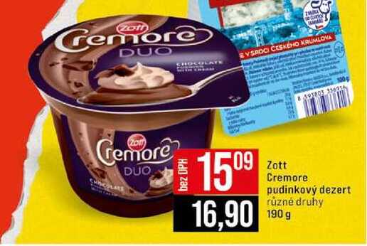 Zott Cremore pudinkový dezert 190 g 