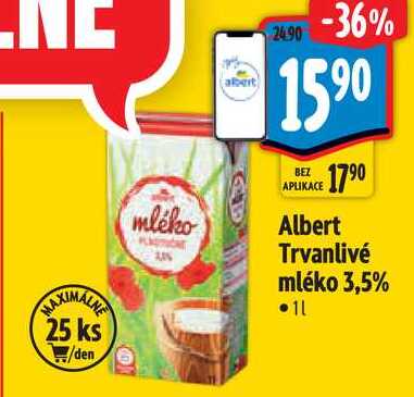 Albert Trvanlivé mléko 3,5%, 1 l