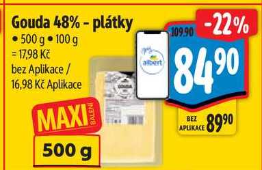 Gouda 48% - plátky, 500 g