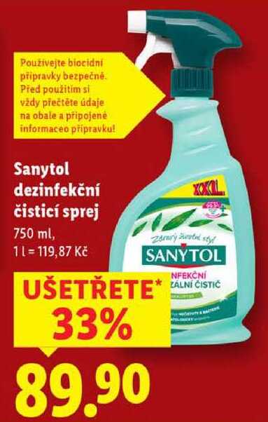 Sanytol dezinfekční čisticí sprej, 750 ml