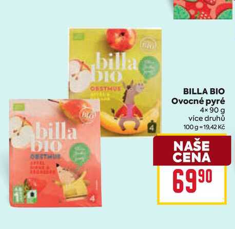 BILLA BIO Ovocné pyré 4x90g