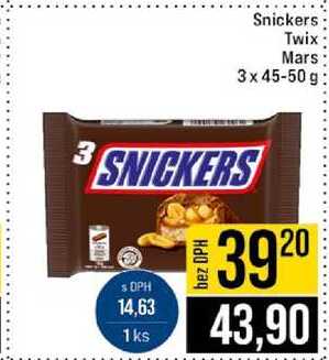 Snickers / Twix / Mars 3 x 45-50 g