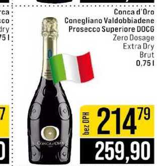 Conca d'Oro Conegliano Valdobbiadene Prosecco Superiore DOCG Zero Dosage Extra Dry Brut 0,75 l